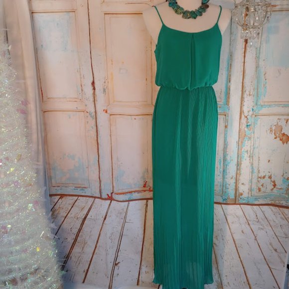 Hello Miss party holiday sheer spaghetti strap maxi dress/size M/minty green - Picture 1 of 10